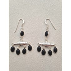 611  boucles onyx, argent sterling